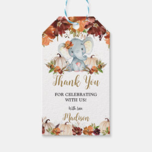 Étiquettes-cadeau Automne Floral Citrouille mignon Baby shower éléph