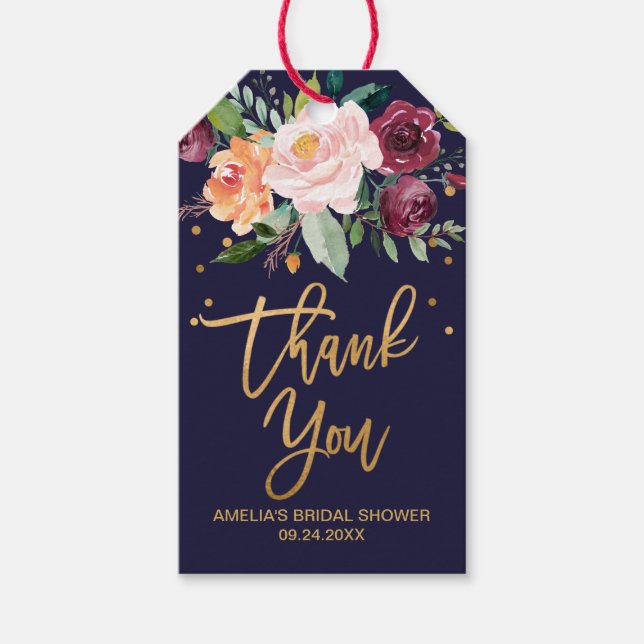 Étiquettes-cadeau Automne Floral Merci Favoriser (Devant)