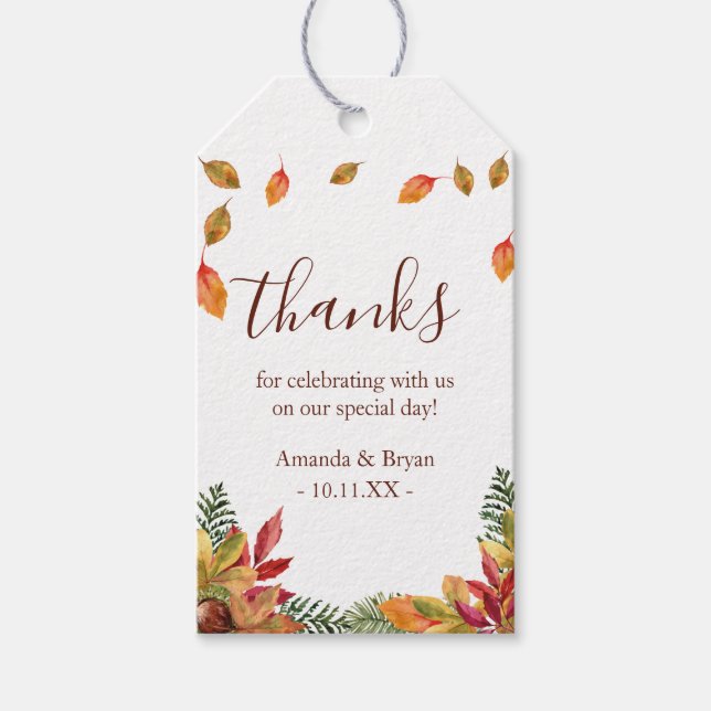 Étiquettes-cadeau Automne Mariage Favor Cadeau Balise botanique (Devant)