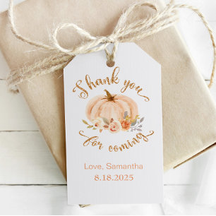 Étiquettes-cadeau Automne petit anniversaire citrouille merci