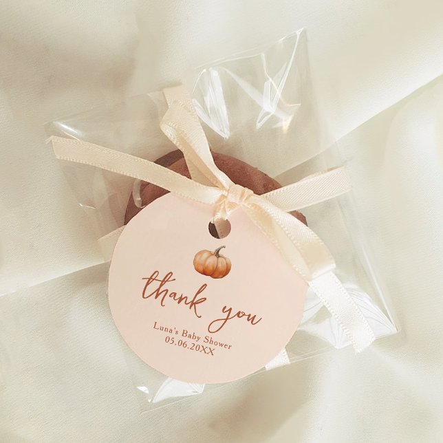 Étiquettes Cadeau Automne Plaid Un Petit Baby shower Citrouille (Créateur téléchargé)