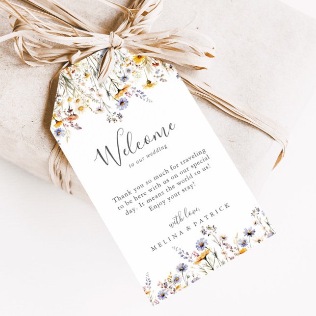 Étiquettes-cadeau Automne Sunshine Élégant Mariage Fleur sauvage Bie (Créateur téléchargé)