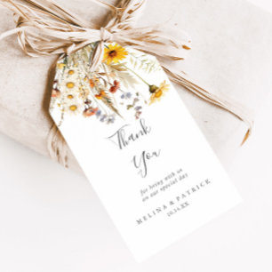 Étiquettes-cadeau Automne Sunshine Fleur sauvage Merci Mariage