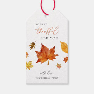 Étiquettes-cadeau Automne Thanksgiving Maple Leaf Tags Cadeaux Si He
