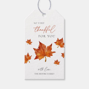 Étiquettes-cadeau Automne Thanksgiving Maple Leaf Tags Cadeaux Si He
