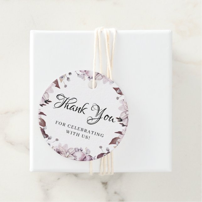 Étiquettes Cadeau Autumn Elegant Purple Flowers (En situation)