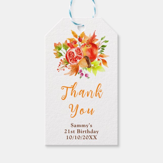 Étiquettes-cadeau Autumn Fall Harvest Birthday Thank You (Devant)