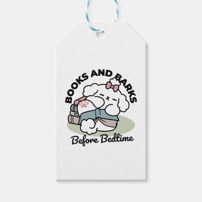 Étiquettes-cadeau Avant le coucher avec ma chienne - Livre et Amoure (Devant)