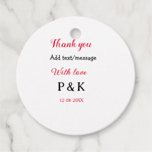 Étiquettes Cadeau Avec amour ajoutez lettre du nom du couple merci a