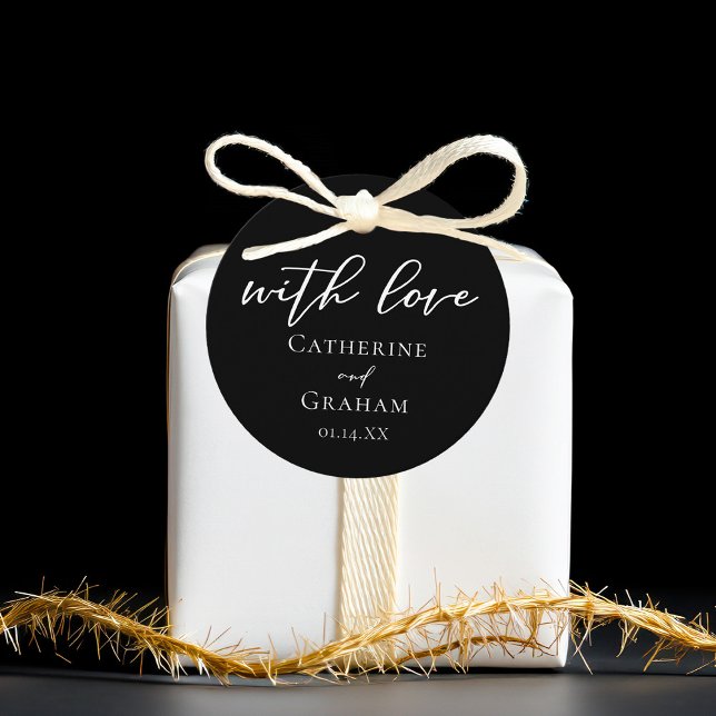 Étiquettes Cadeau Avec Love Chic Mariage noir (Créateur téléchargé)