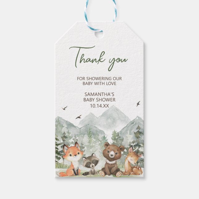 Étiquettes-cadeau Aventure Commencer Woodland Animaux Favoriser les  (Devant)