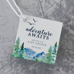 Étiquettes Cadeau Aventure de Baby Shower dans les Montagnes Rocheus