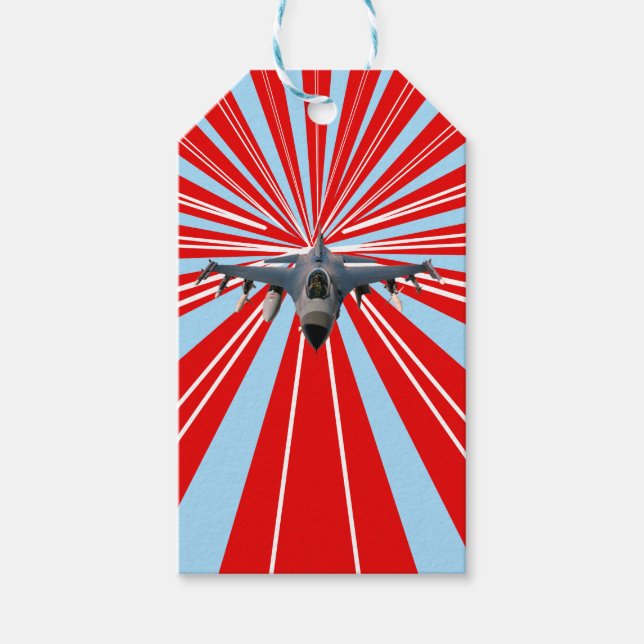 Étiquettes-cadeau Avion de chasse (Devant)