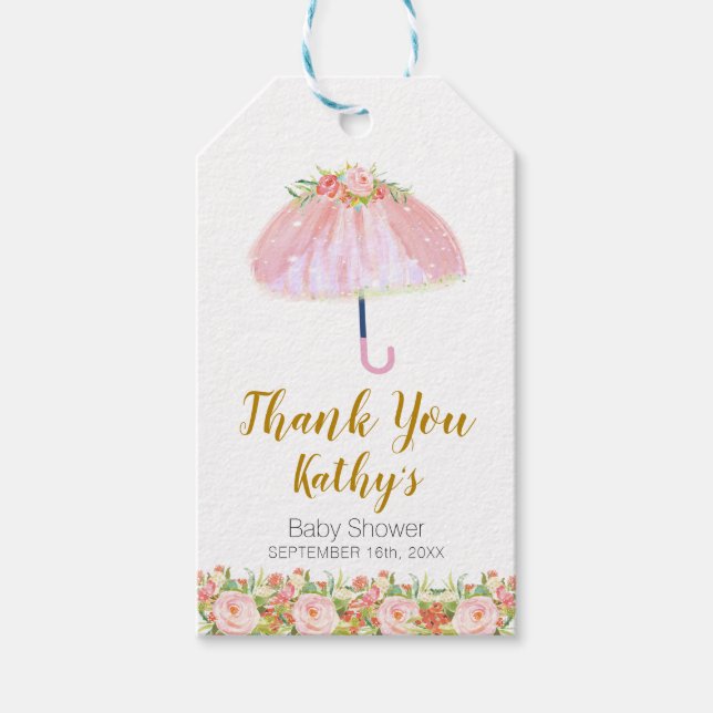 Étiquettes-cadeau Avril Douches Apporter Mai Flowers tag Merci (Devant)