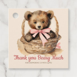 Étiquettes Cadeau Baby Bear Cub Girls Baby shower Merci