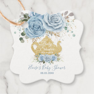 Étiquettes Cadeau Baby Blue Floral Tea Party Baby shower Merci
