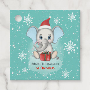 Étiquettes Cadeau Baby Boy First Christmas Jote Elephant Holidays