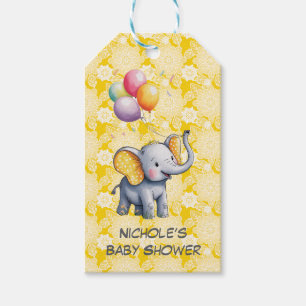 Étiquettes-cadeau Baby Elephant Taches Jaunes Oreilles Baby Shower