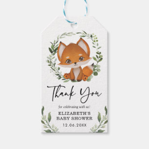 Étiquettes-cadeau Baby Fox Eucalyptus Verdure Foliage Douche Favoris