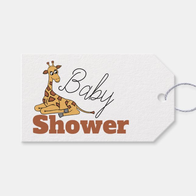 Étiquettes-cadeau Baby Giraffe, Baby shower (Devant (Horizontal))