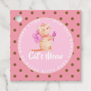 Étiquettes Cadeau Baby Girl 1er Anniversaire Douche Princesse Chats 