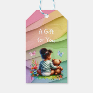 Étiquettes-cadeau Baby Girl et son ours en peluche C'est une fille