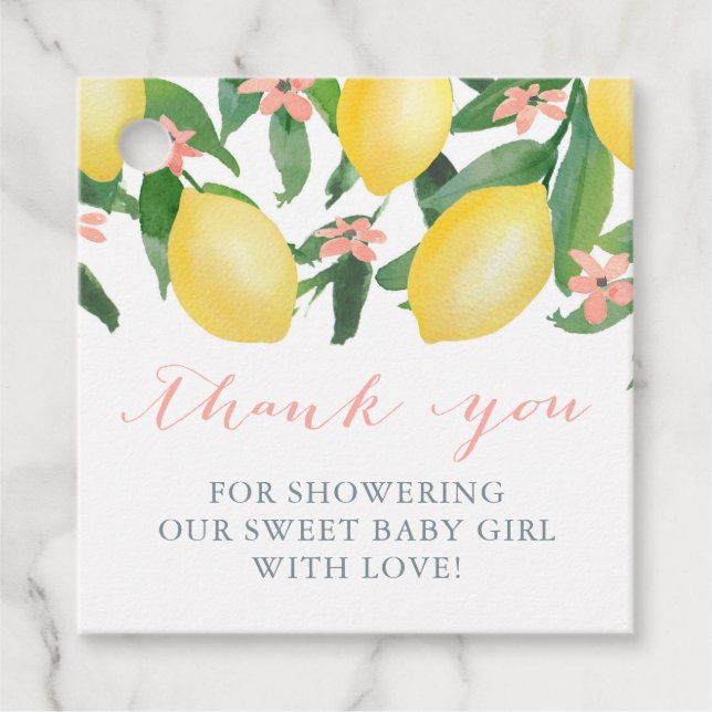 Étiquettes Cadeau Baby Girl Lemons Baby shower Merci (Devant)
