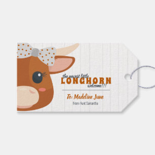 Étiquettes-cadeau Baby Girl Longhorn brûlé orange
