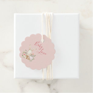 Étiquettes Cadeau Baby Girl Pink Script mignon Baby shower élégant
