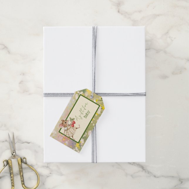 Étiquettes-cadeau Baby Girl Woodland Animal Douche (Avec de la ficelle)