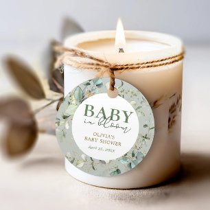 Étiquettes Cadeau Baby in Bloom Botanical Eucalyptus Baby shower