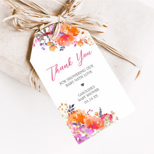 Étiquettes-cadeau Baby in Bloom Bright Floral Baby shower Favoriser 