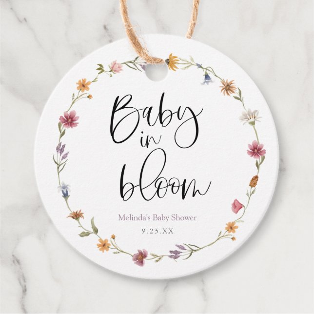 Étiquettes Cadeau Baby in Bloom Fleur sauvage (Devant)