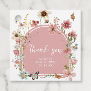 Étiquettes Cadeau Baby in Bloom Fleur sauvage Carré Baby shower