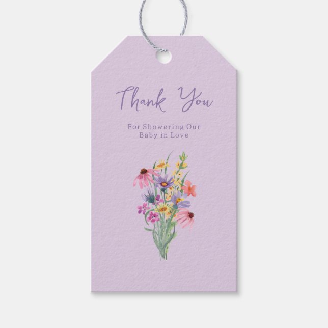 Étiquettes-cadeau Baby in Bloom Fleur sauvage Garden Baby shower (Devant)