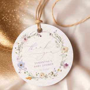 Étiquettes Cadeau Baby in Bloom Fleur sauvage Merci Baby shower