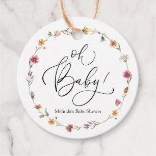 Étiquettes Cadeau Baby in Bloom Fleur sauvage Oh Baby Favor Tags