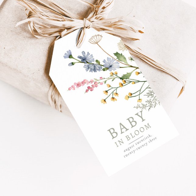 Étiquettes-cadeau Baby in Bloom Spring Fleur sauvage Floral Baby Fav (Créateur téléchargé)