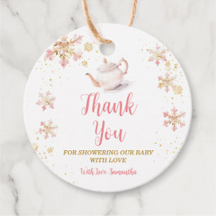 Étiquettes Cadeau Baby Is Brewing Fête du Thé Rose Hiver Baby Shower
