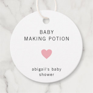 Étiquettes Cadeau Baby Making Potion Moderne Baby shower fille rose