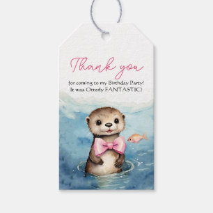 Étiquettes-cadeau Baby Otter Girl Anniversaire Merci