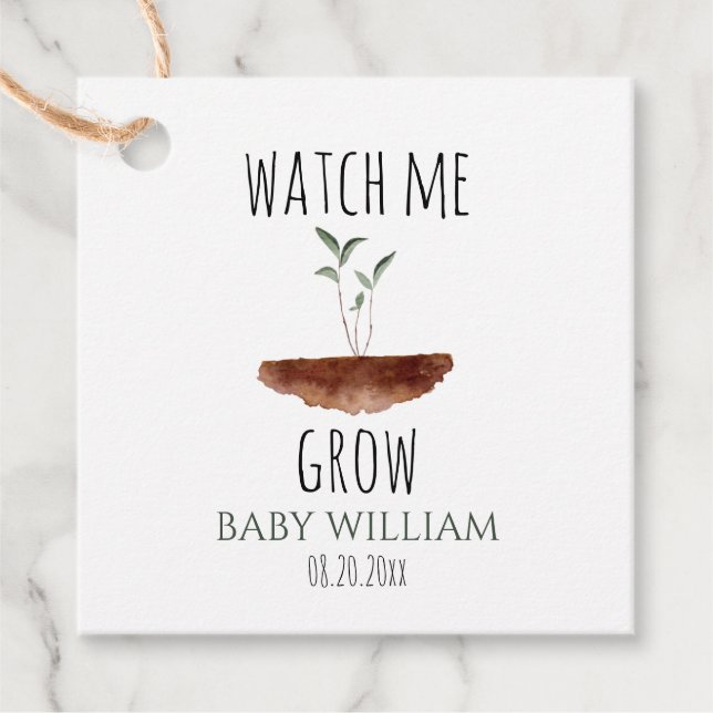Étiquettes Cadeau Baby Plante Watch Me Grow (Devant)