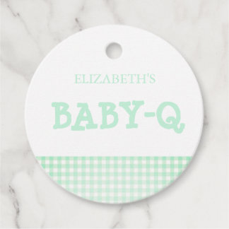 Étiquettes Cadeau Baby-Q Mint Green Gingham Baby Shower