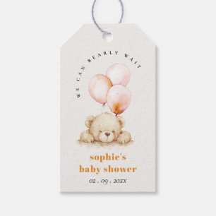 Étiquettes-cadeau Baby shower à ballon d'attente rapide minimaliste 