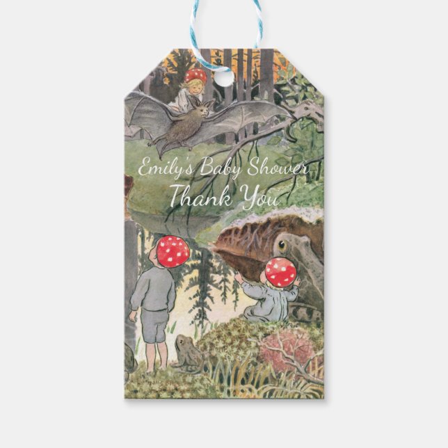 Étiquettes-cadeau Baby shower à la grenouille des champignons (Devant)