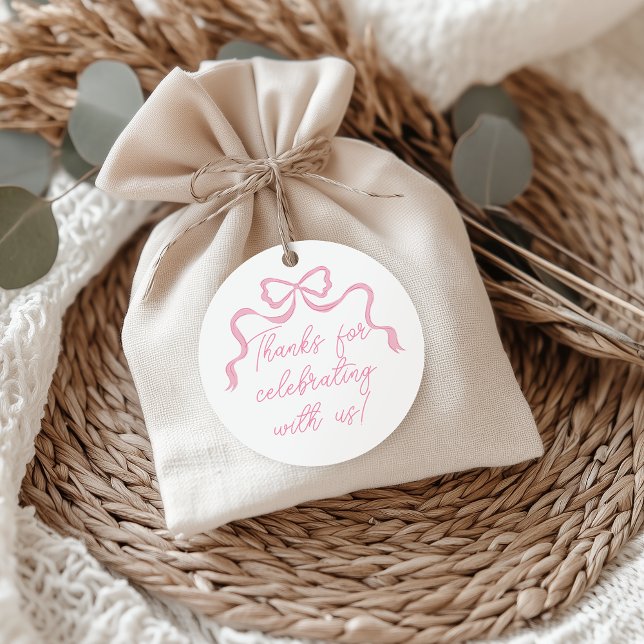 Étiquettes Cadeau Baby shower à mâchoires roses, ruban rose (Créateur téléchargé)