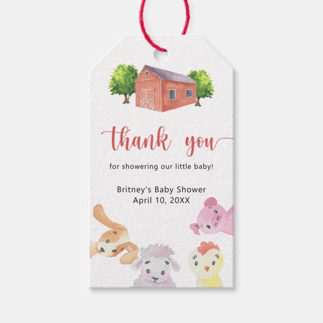 Étiquettes-cadeau Baby shower agricole - merci (Devant)