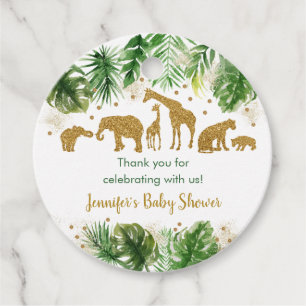 Étiquettes Cadeau Baby shower animal Gold Safari