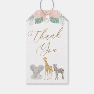 Étiquettes-cadeau Baby shower animaliers pour filles Safari