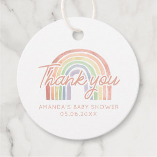 Étiquettes Cadeau Baby shower arc-en-ciel Cute Pastel Watercolor